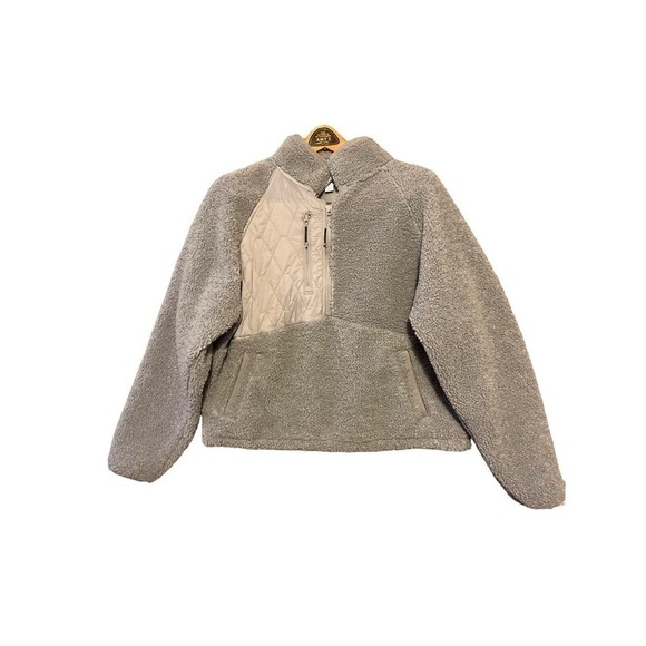 Joylab Women’s SZ Large Grey Sherpa 1/2 Zip Pullover Athletic Sweatshirt Jacket - Picture 10 of 11